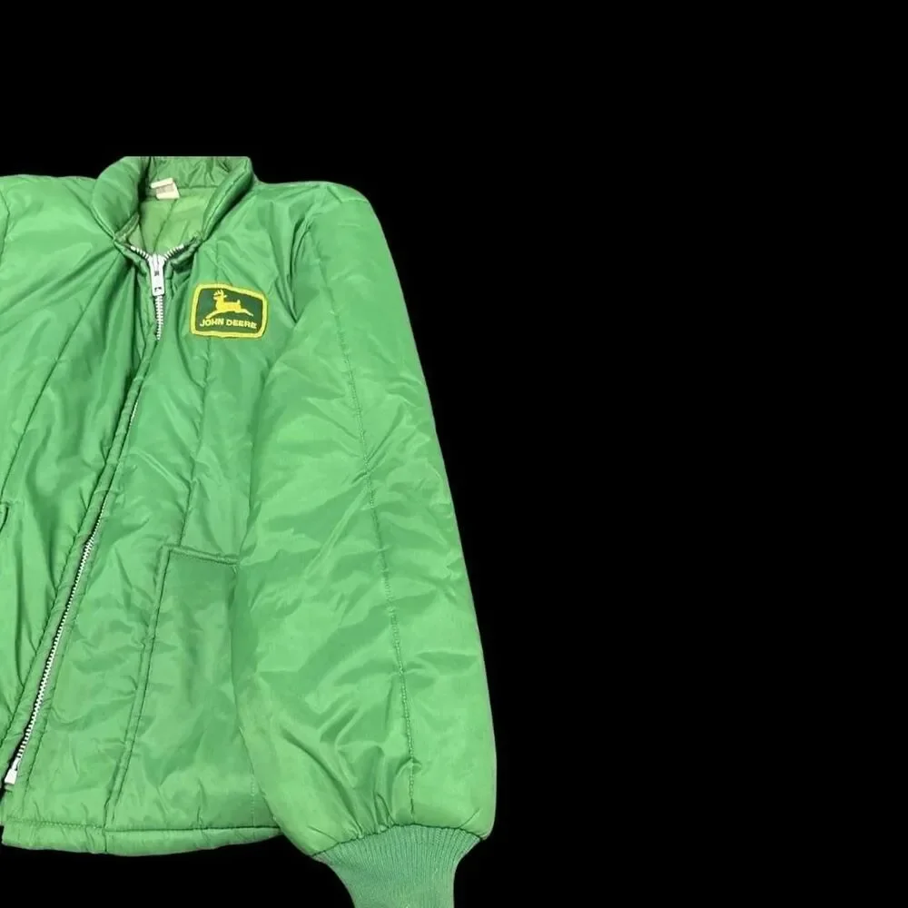 Vintage 70s John Deere Quilted Puffer Green Jacket USA Swingster LG RARE GREAT